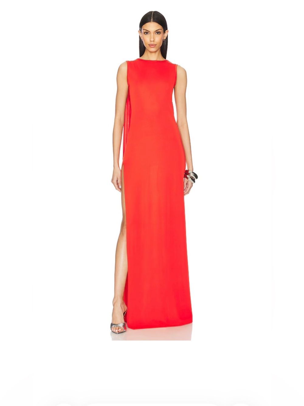NWT Sid Neigum Floor Length Back Cowl Dress Red XS Maxi Gown Retail $590